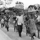 Leaving home. Locals in south east Nigeria in 1968 during the peak of the Biafra war.